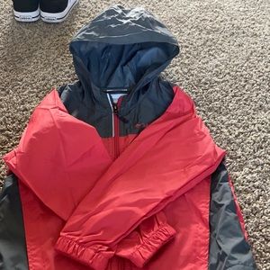 Columbia red and gray hooded rain jacket 4T